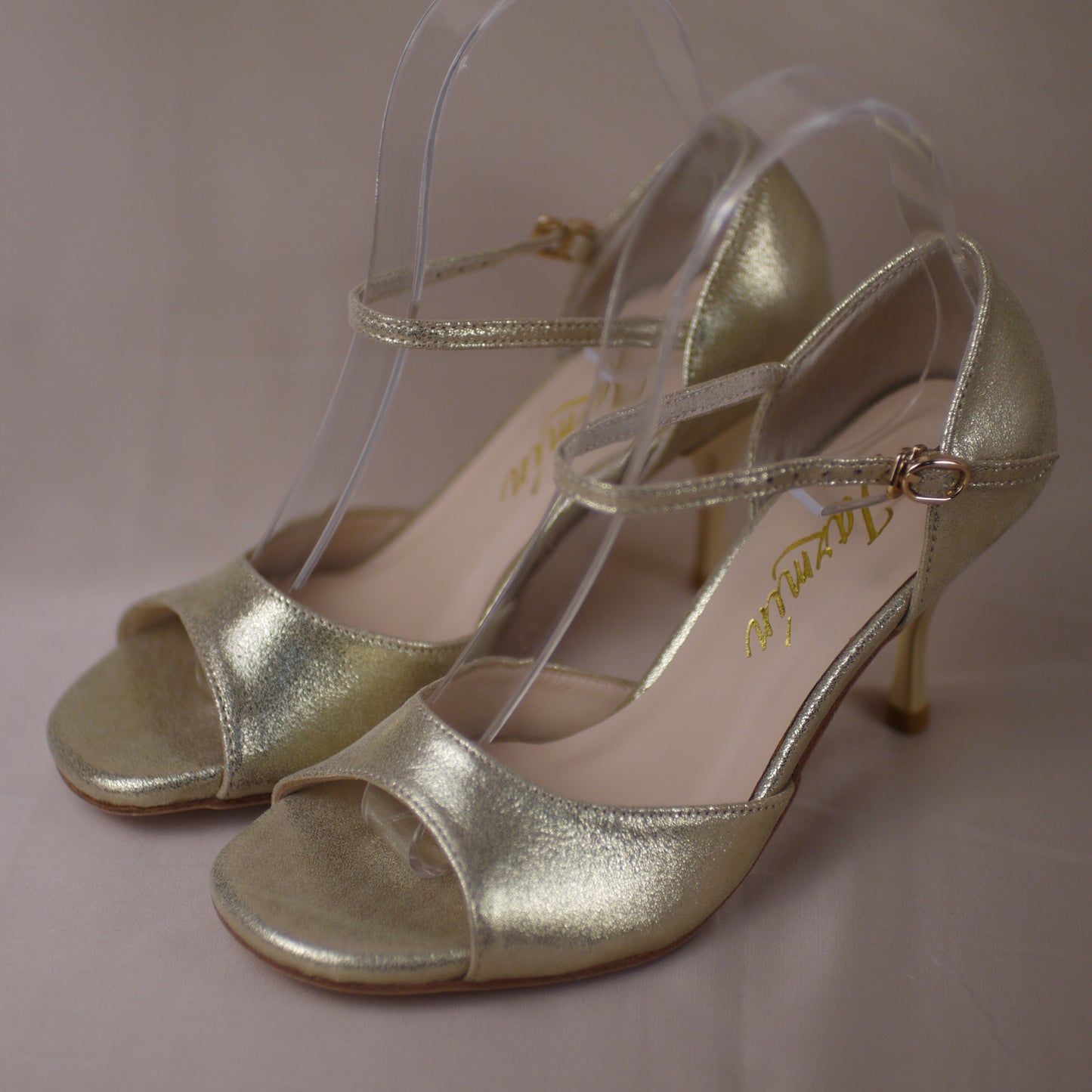 golden classic leather Argentine tango shoes- Jazmin Tango
