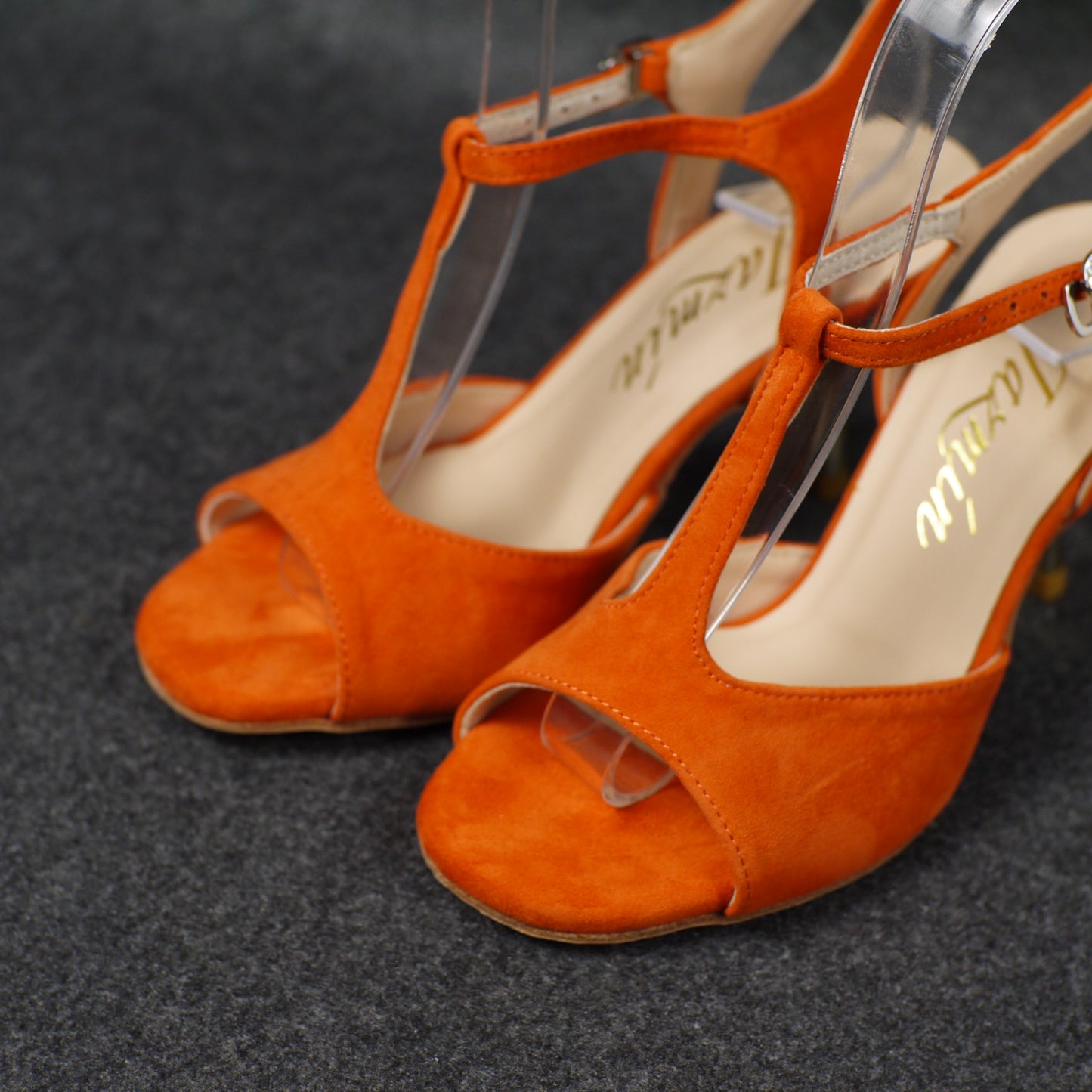vintage orange suede Argentine tango shoes- Jazmin Tango free shipping