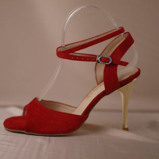 Grace red suede Argentine tango shoes - Jazmin tango free shipping