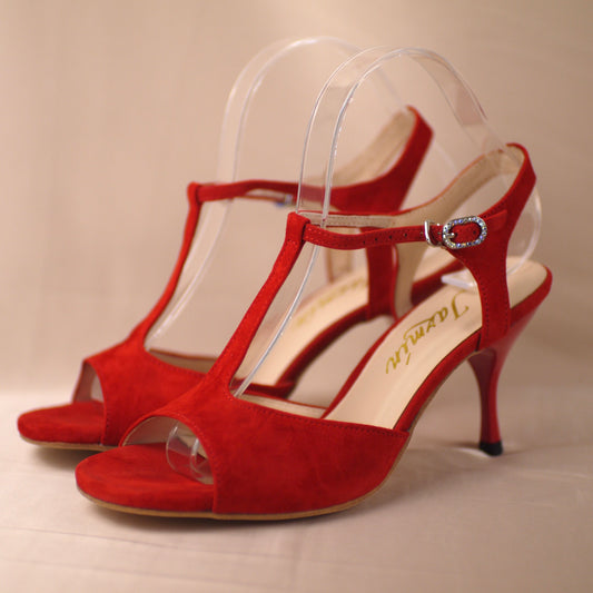 vintage Red suede Argentine tango shoes- Jazmin Tango free shipping