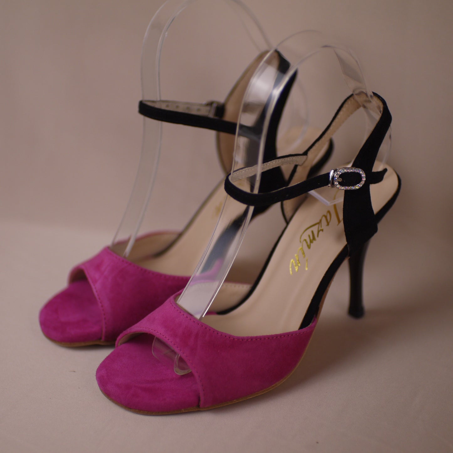 pink Black suede Argentine tango shoes- Jazmin Tango