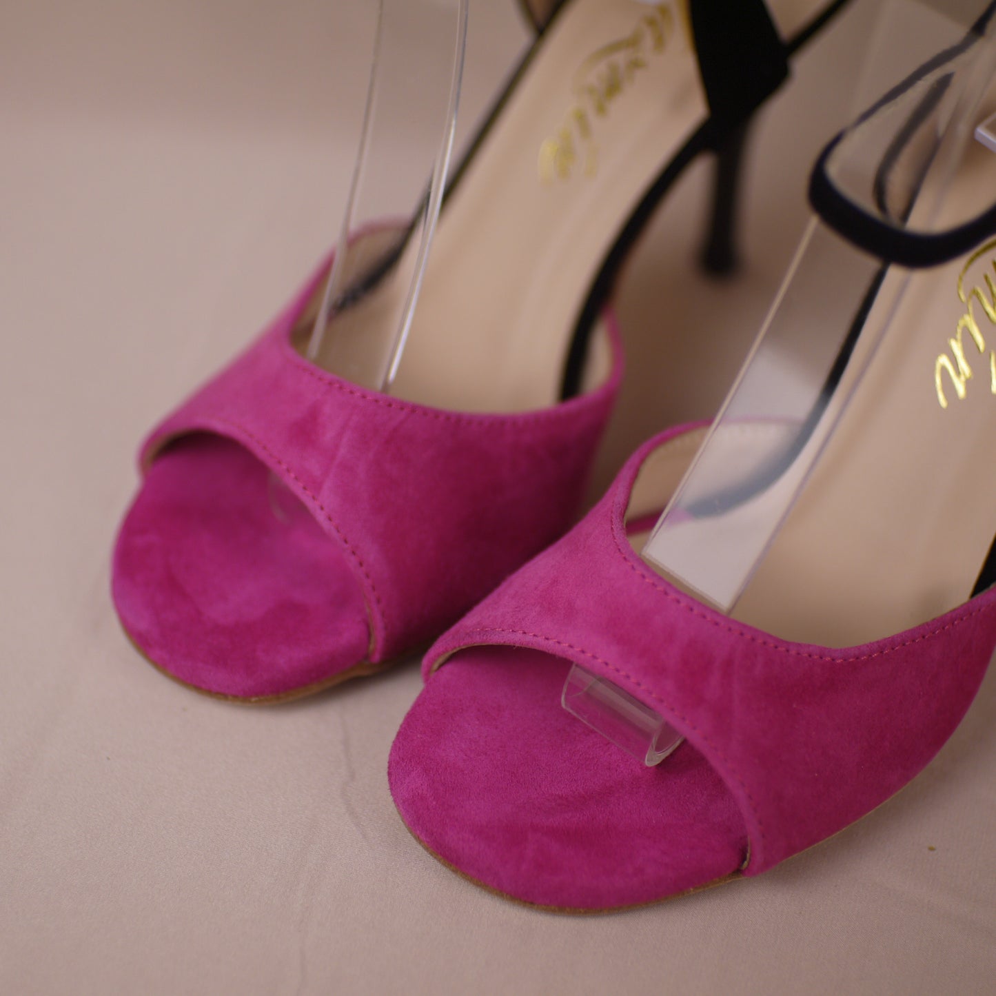 pink Black suede Argentine tango shoes- Jazmin Tango