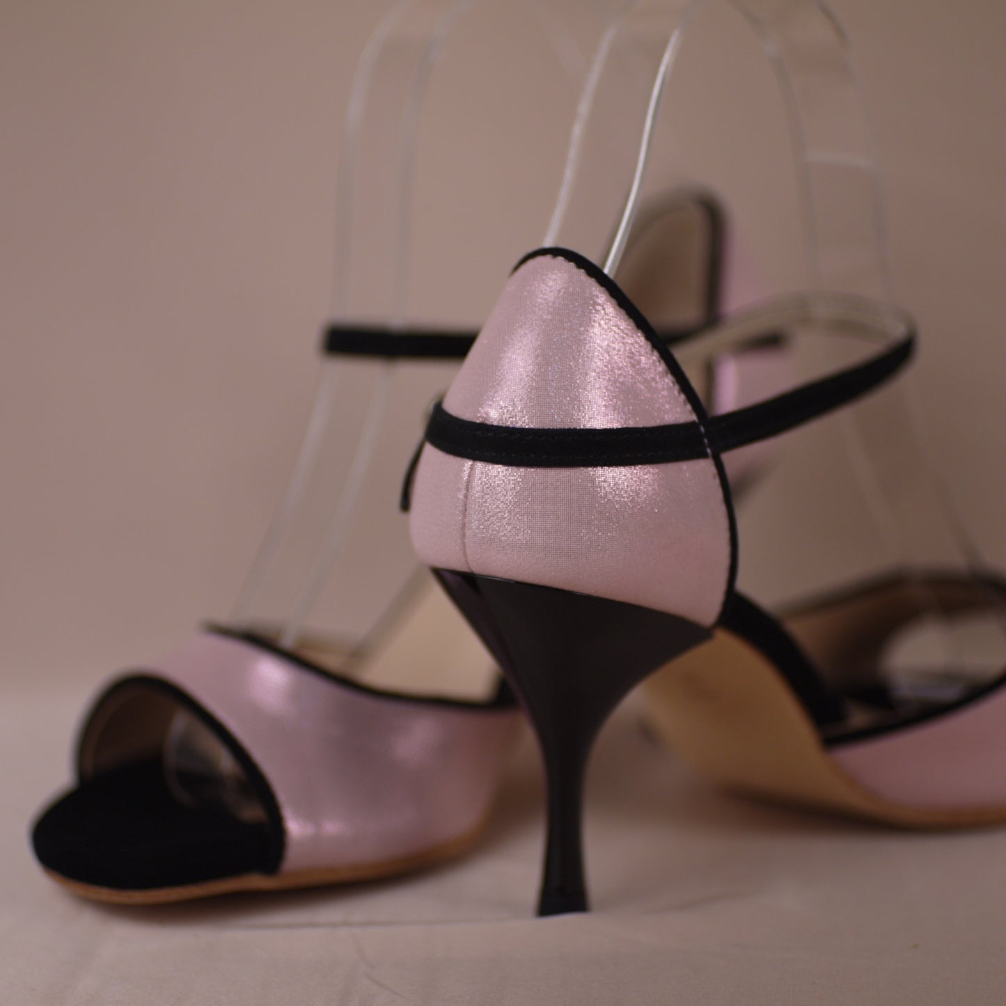 pink & black classic leather Argentine tango shoes- Jazmin Tango