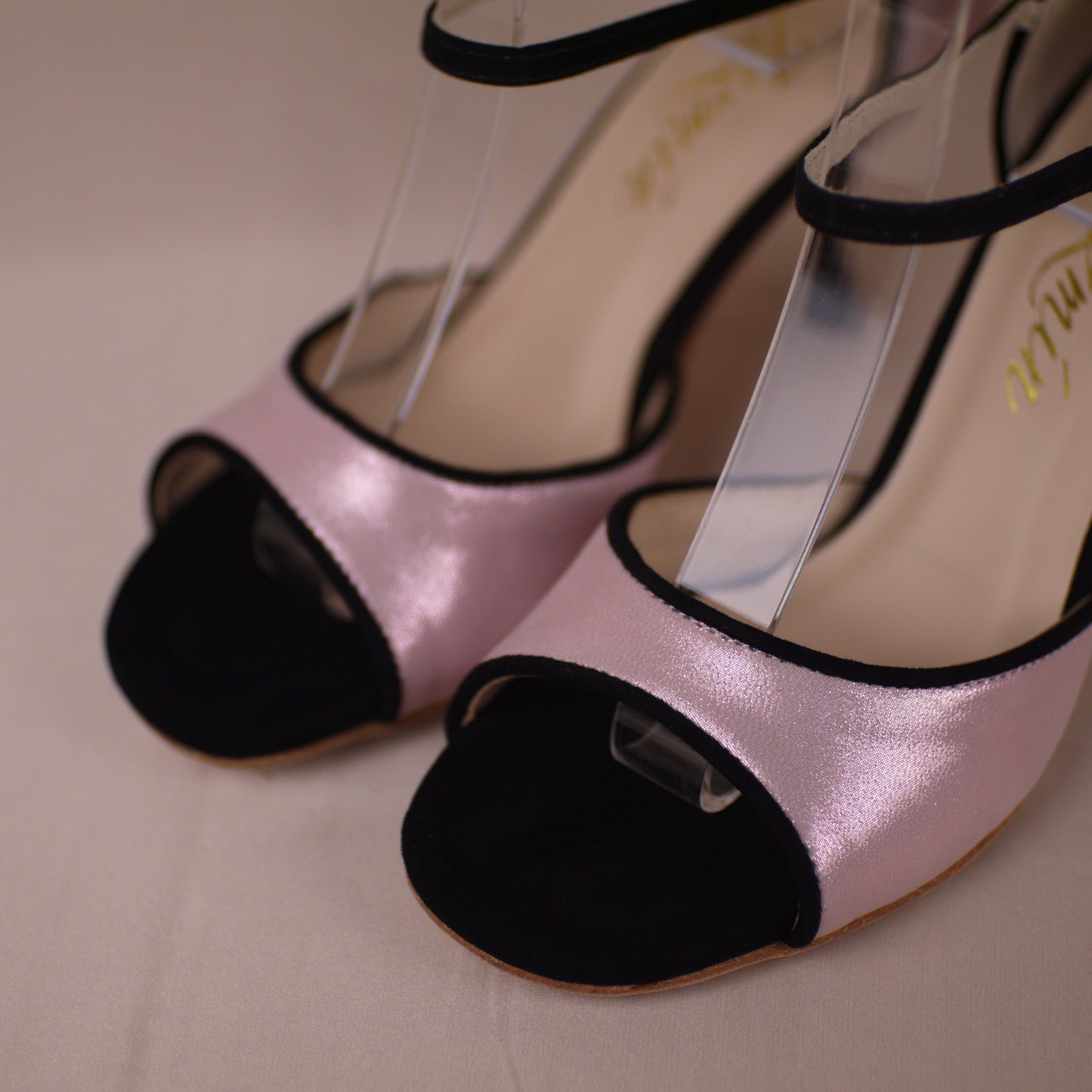 pink & black classic leather Argentine tango shoes- Jazmin Tango