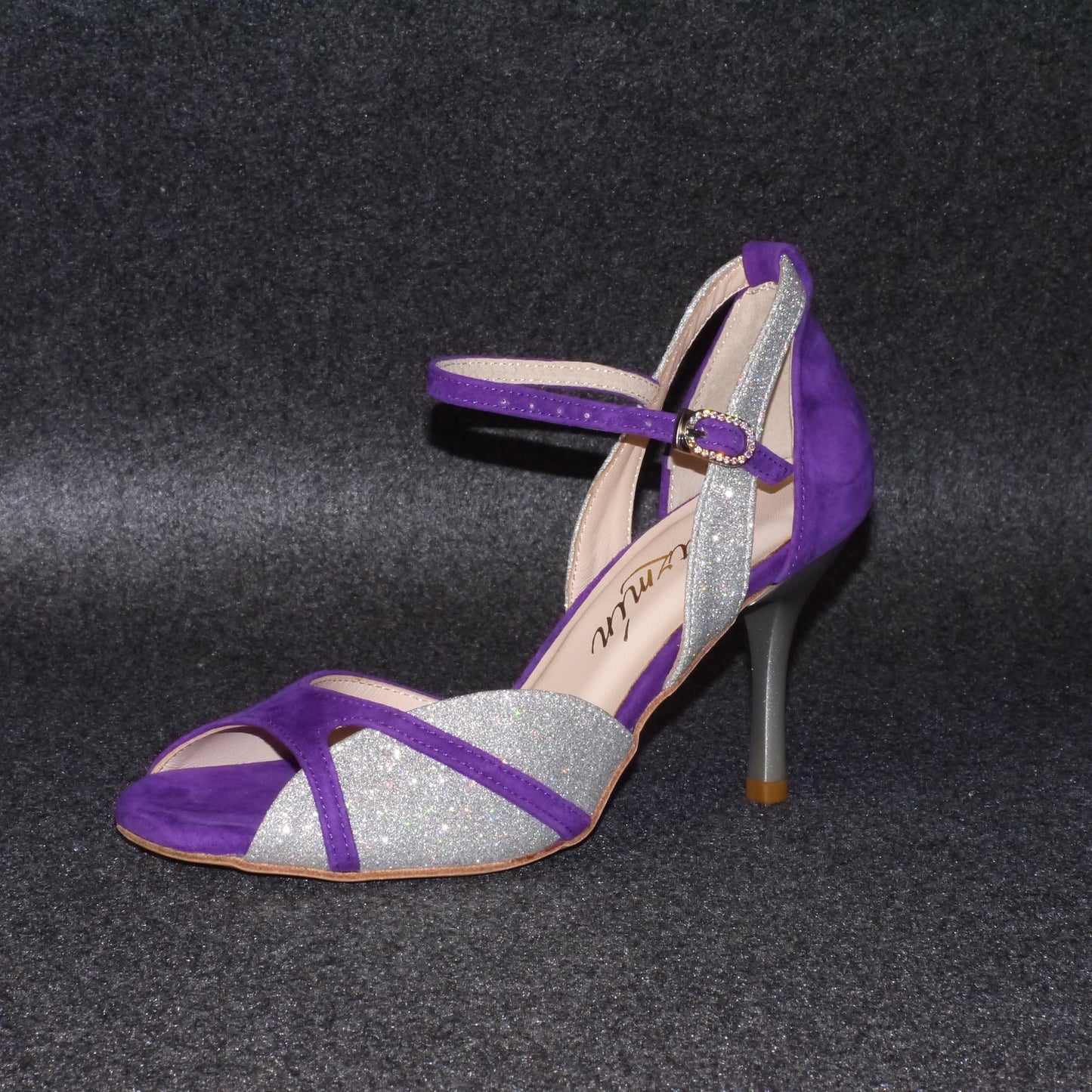 purple silvery suede Argentine Tango dance Shoes Comfortable Leather sole-jazmin tango