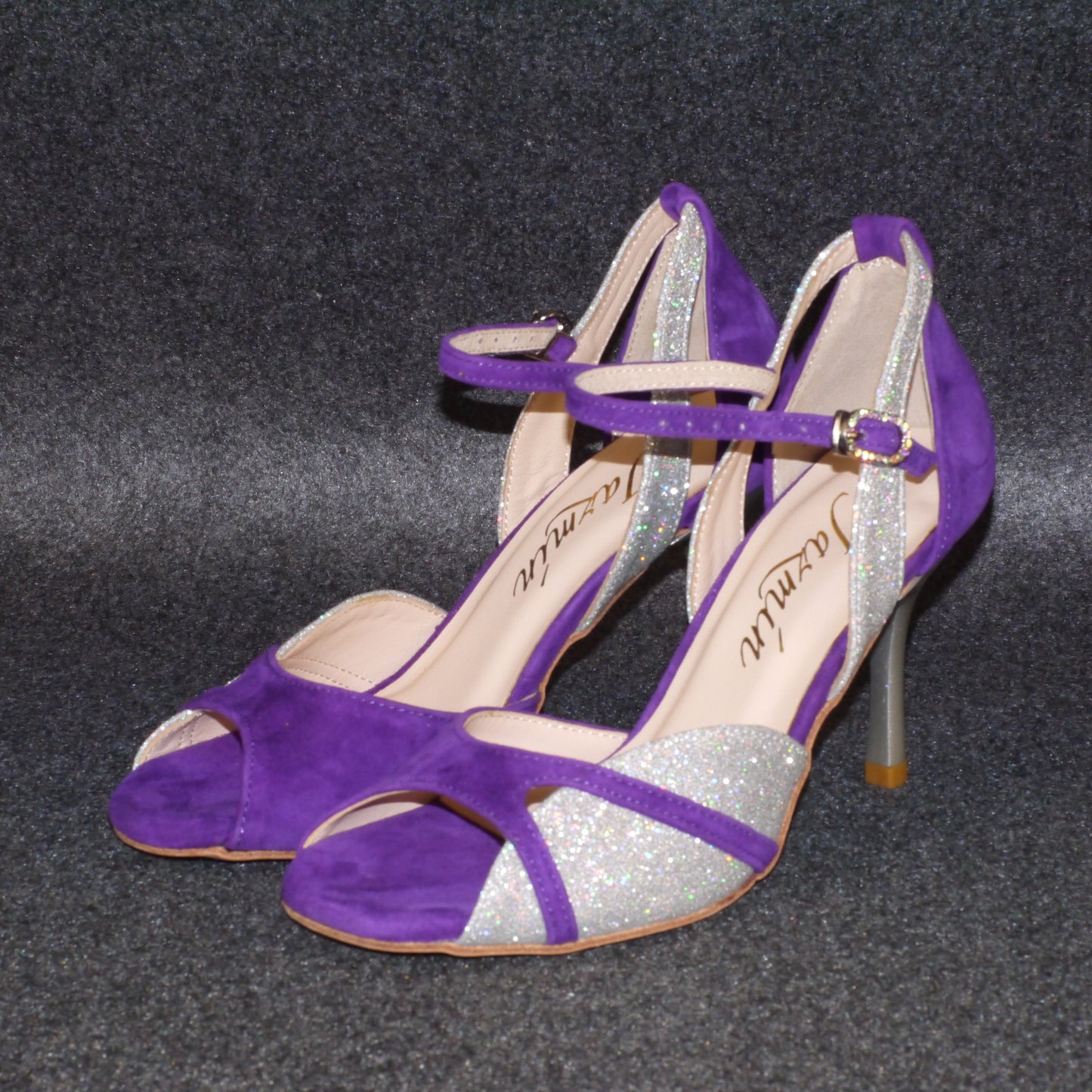 purple silvery suede Argentine Tango dance Shoes Comfortable Leather sole-jazmin tango