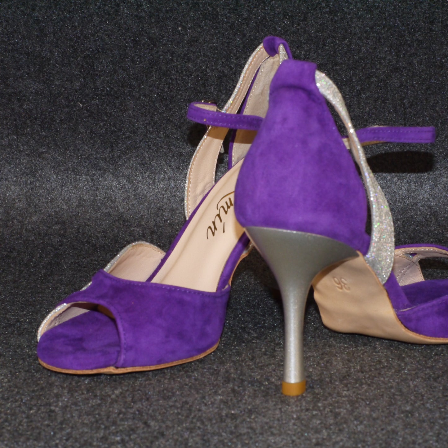 purple silvery suede Argentine Tango dance Shoes Comfortable Leather sole-jazmin tango