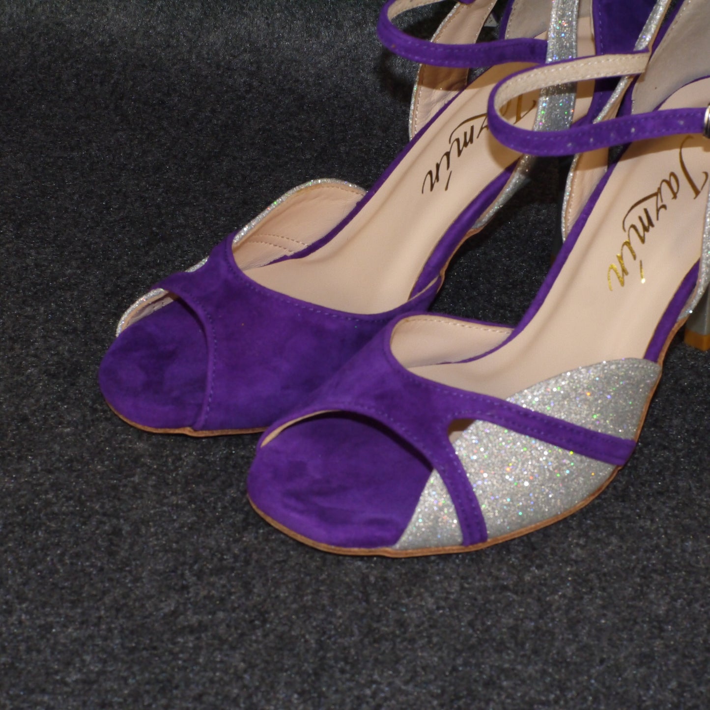 purple silvery suede Argentine Tango dance Shoes Comfortable Leather sole-jazmin tango