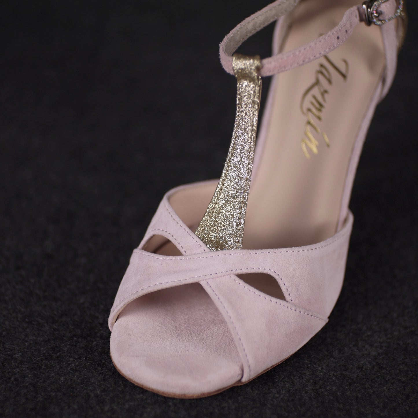 Pink golden suede Argentine Tango dance Shoes Comfortable Leather sole-jazmin tango