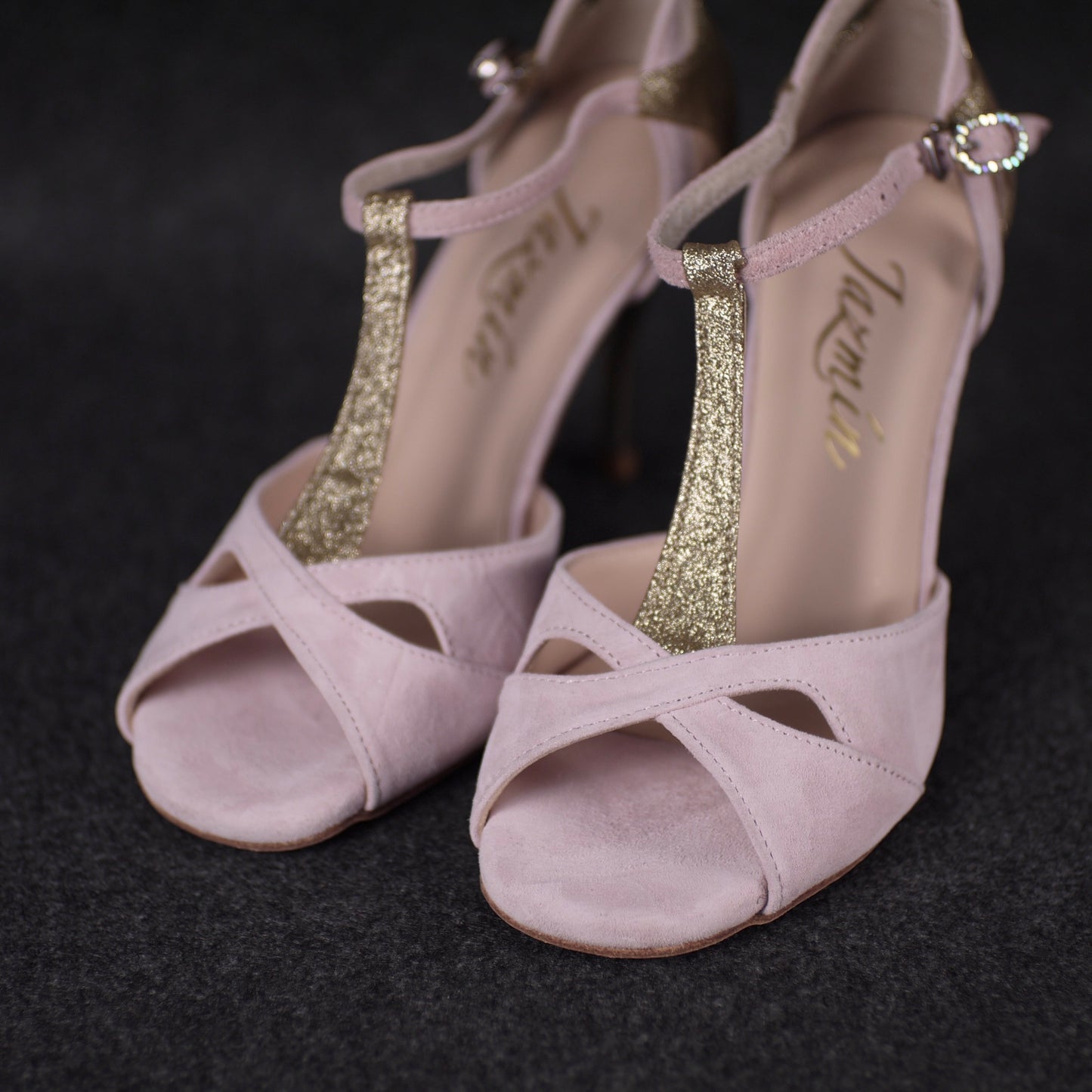 Pink golden suede Argentine Tango dance Shoes Comfortable Leather sole-jazmin tango