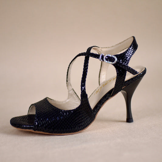 black  snack print argentine tango shoes -jazmin tango