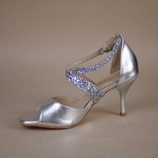 Free shipping silvery leather with shiny glitter Argentine tango shoes- Jazmin tango shoes