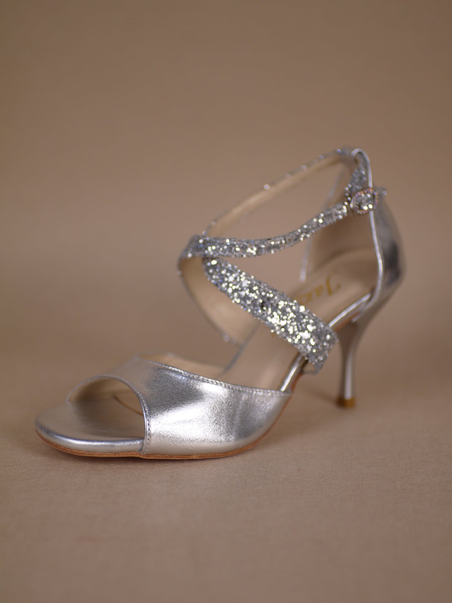 Free shipping silvery leather with shiny glitter Argentine tango shoes- Jazmin tango shoes