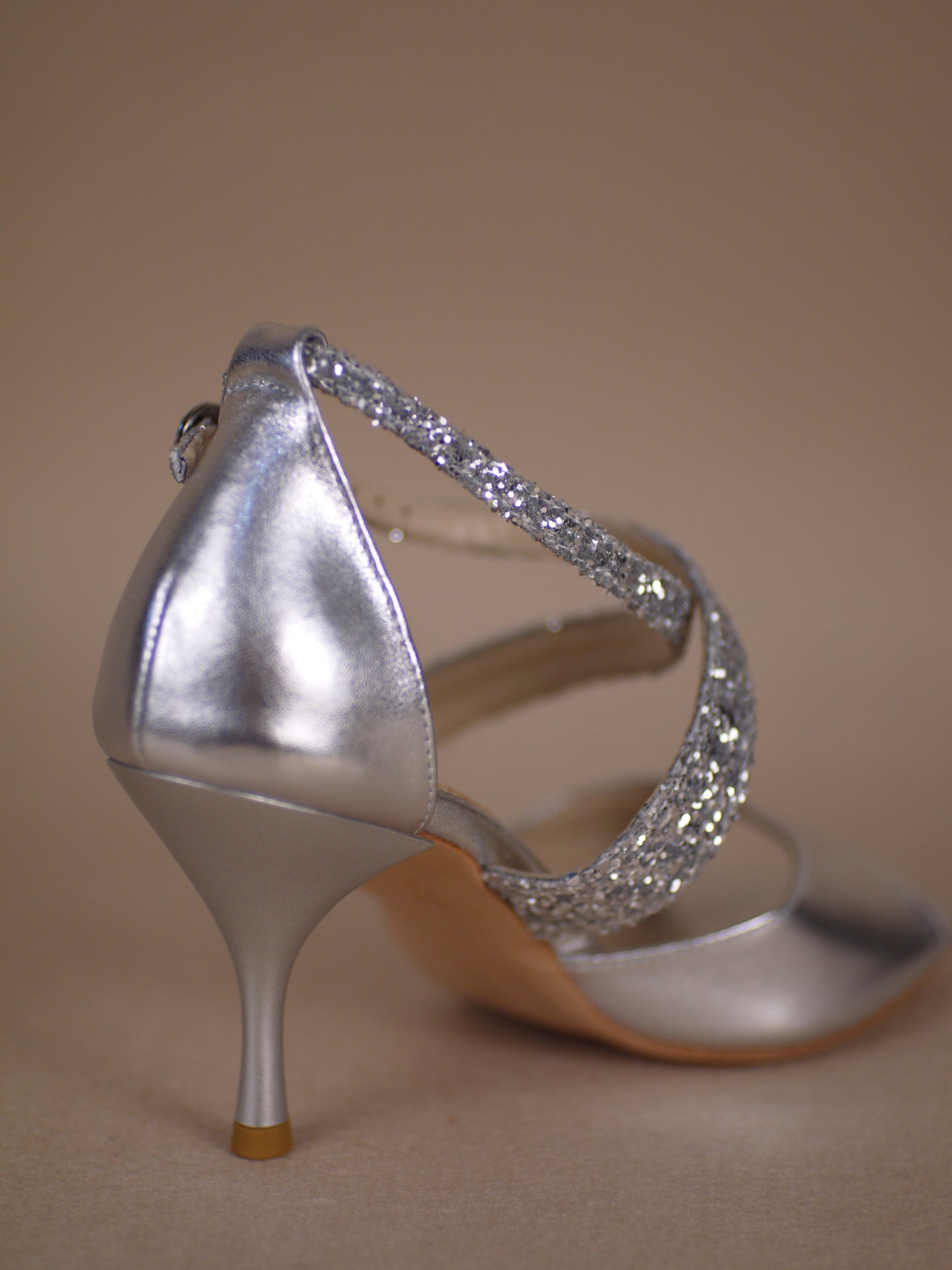 Free shipping silvery leather with shiny glitter Argentine tango shoes- Jazmin tango shoes