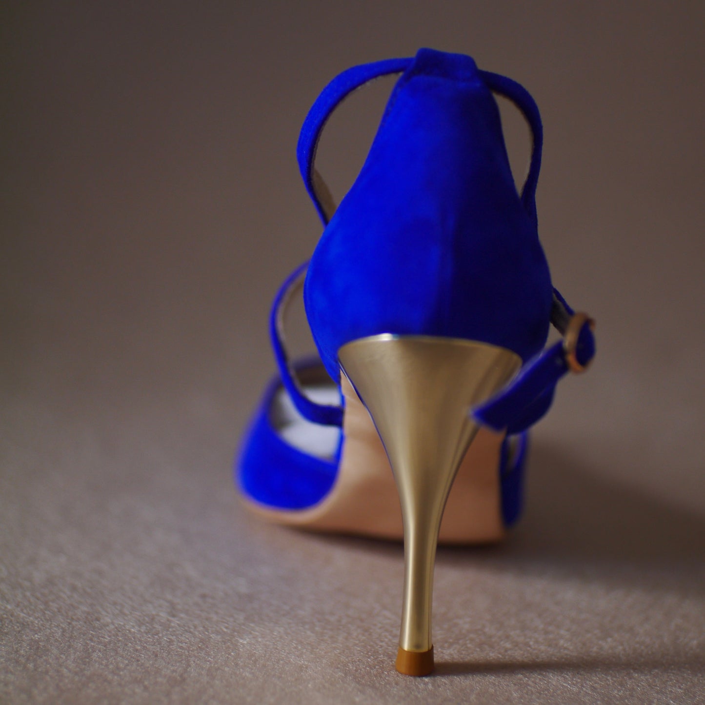 blue suede Argentine tango shoes with leather sole- Jazmin Tango