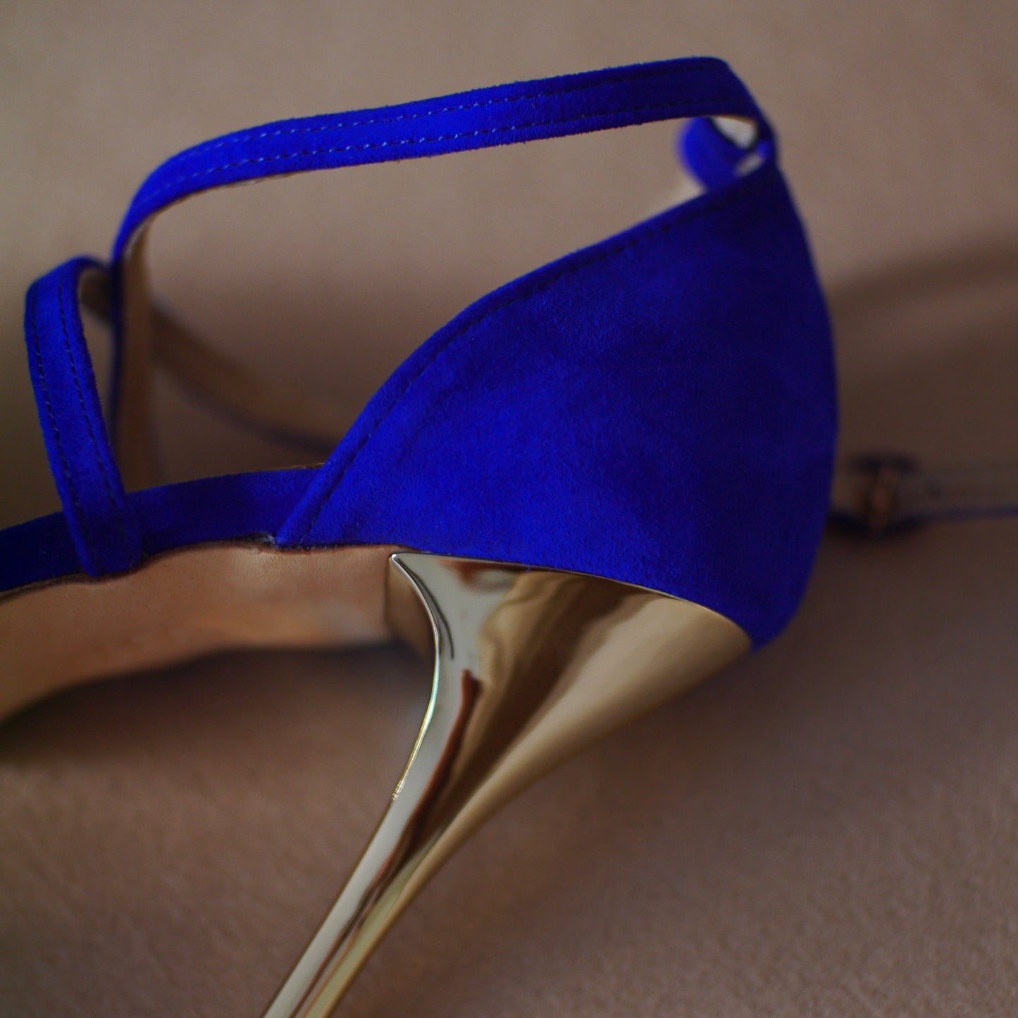 blue suede Argentine tango shoes with leather sole- Jazmin Tango