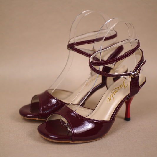 Grace dark Red leather Argentine tango shoes - Jazmin tango