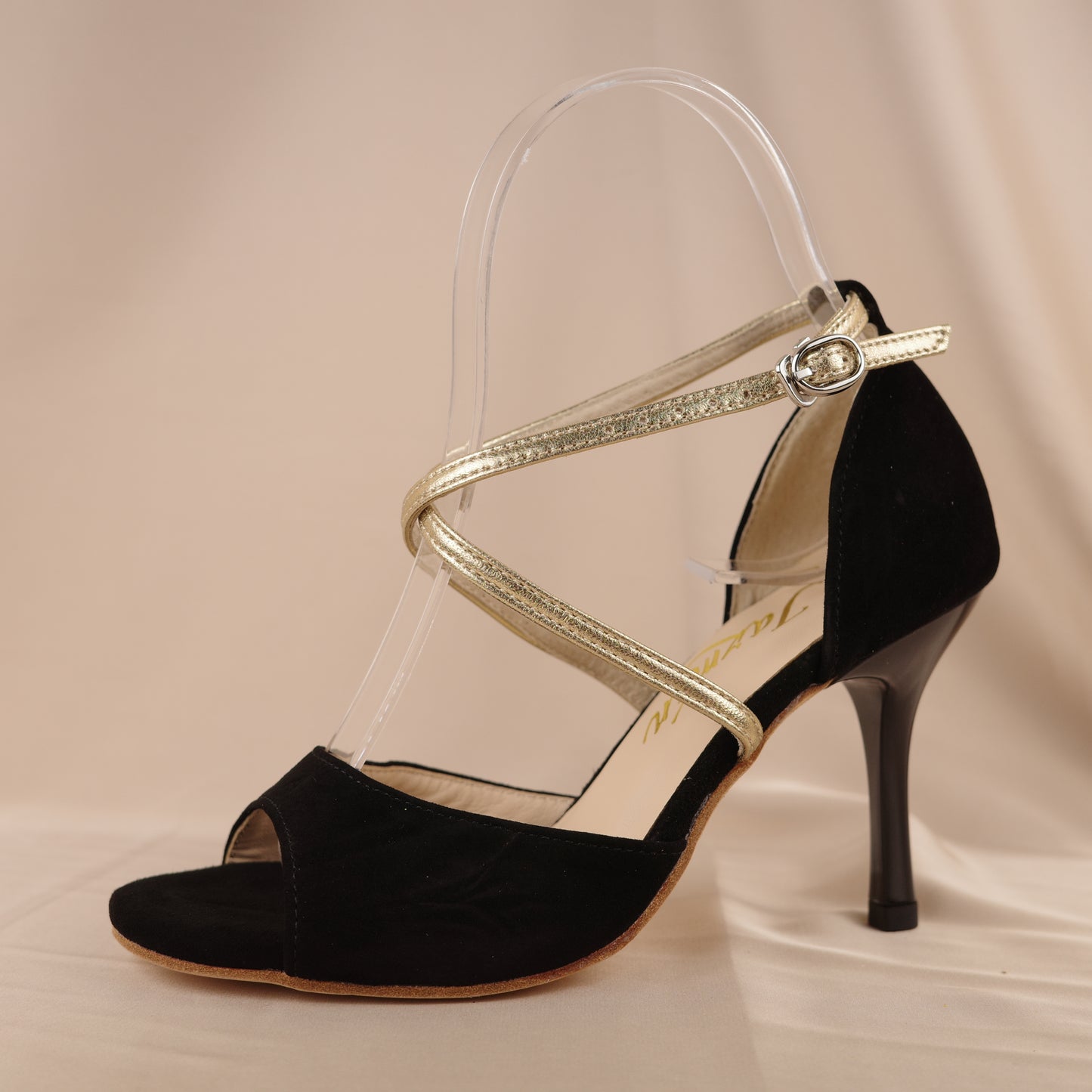 Black golden leather Argentine tango shoes- Jazmin Tango