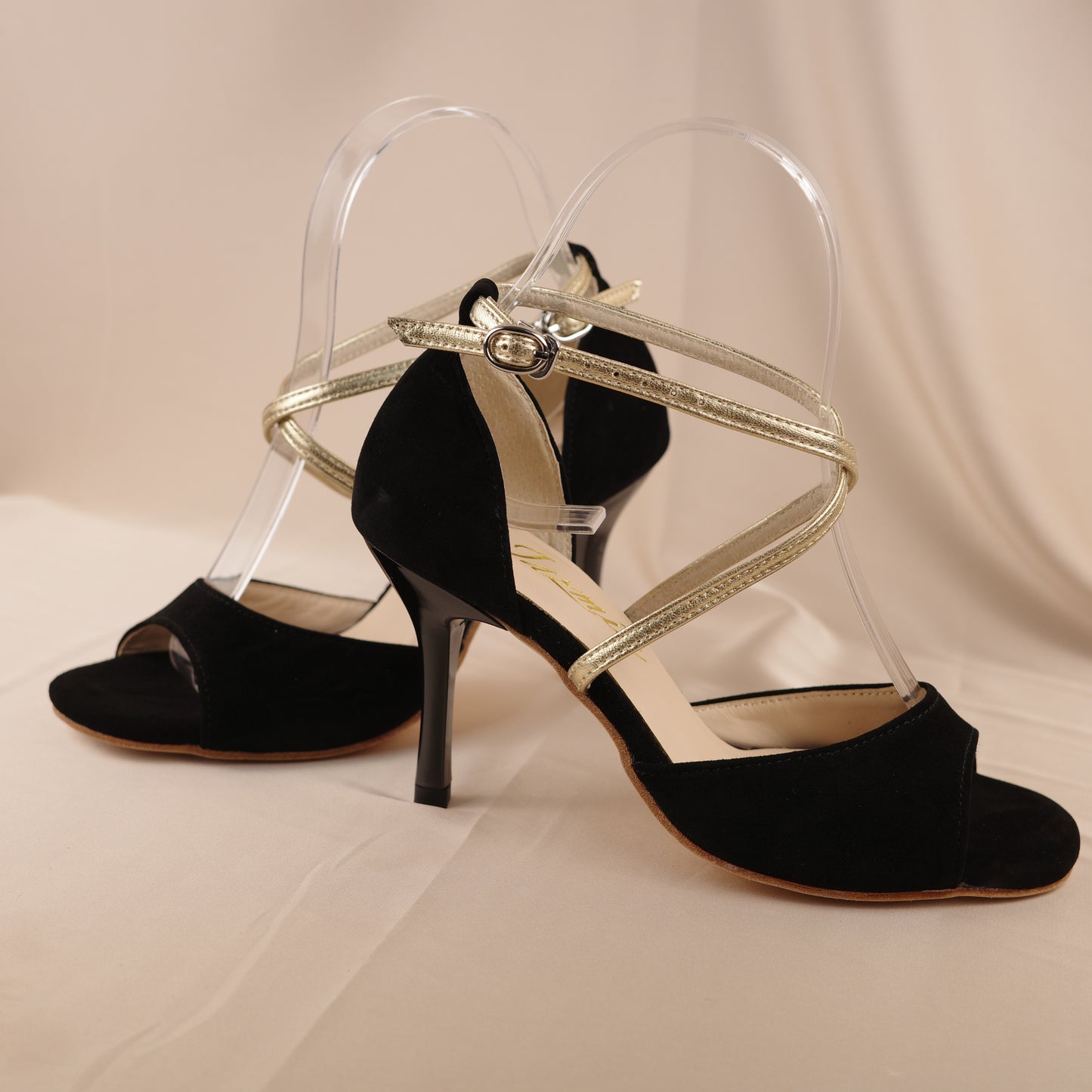 Black golden leather Argentine tango shoes- Jazmin Tango